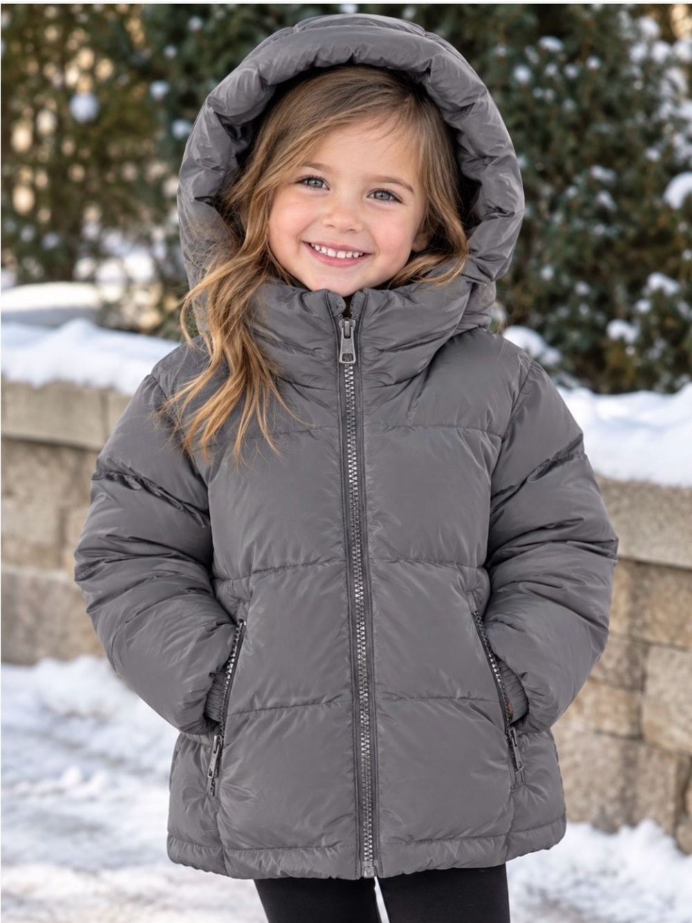 all in motion Kids Charcoal Gray Hooded Puffer Jacket